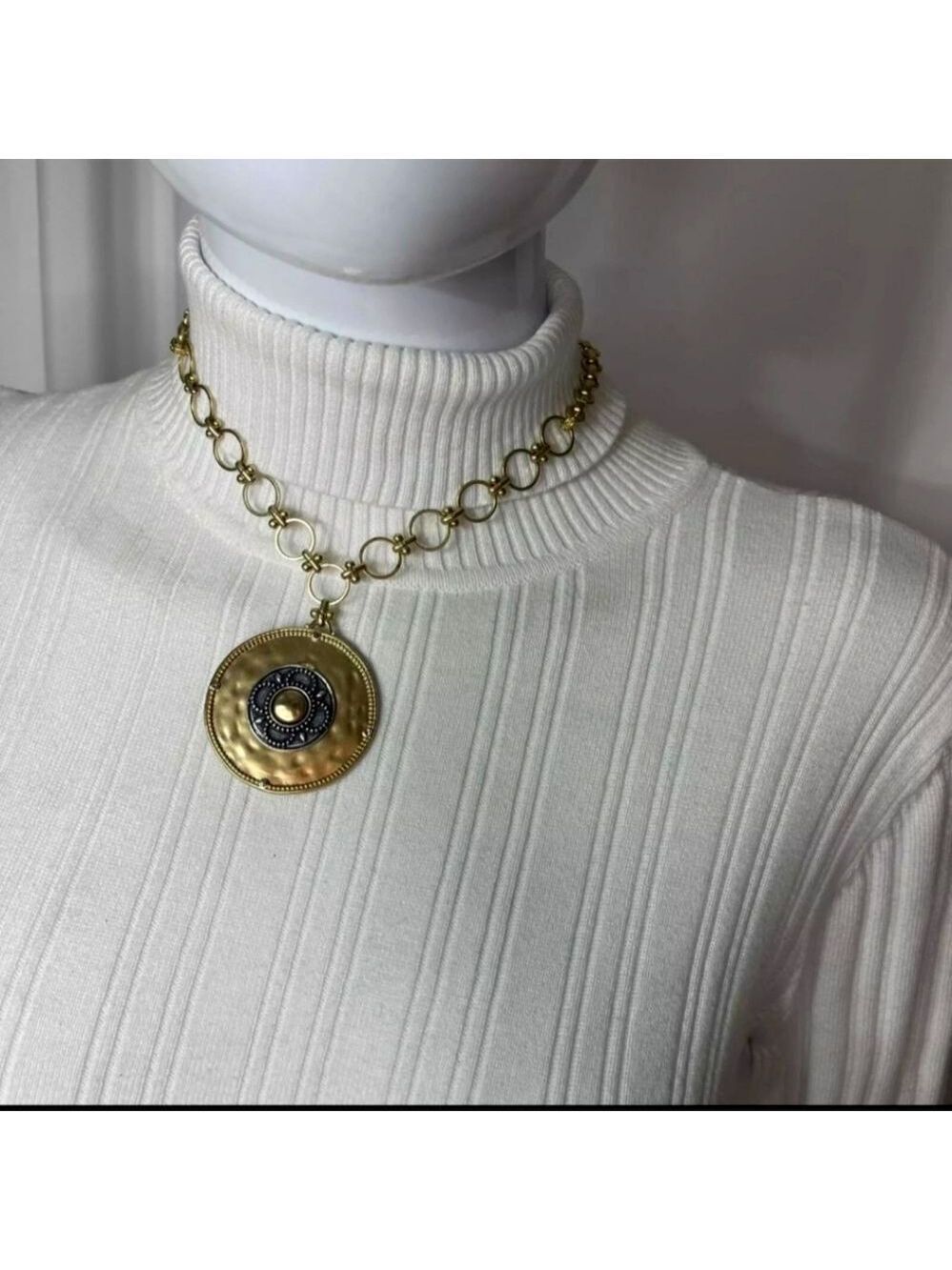Chico's Gold Tone Necklace  Costume Jewelry Chunky Chain Link REVERSIBLE NWT